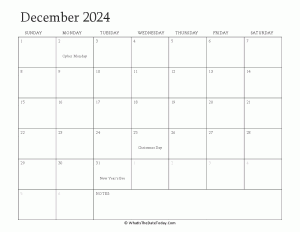 editable calendar december 2024 with holidays