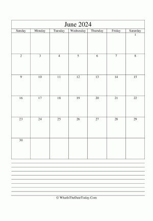 june 2024 calendar editable with notes