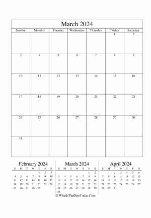 march 2024 editable calendar (vertical layout)