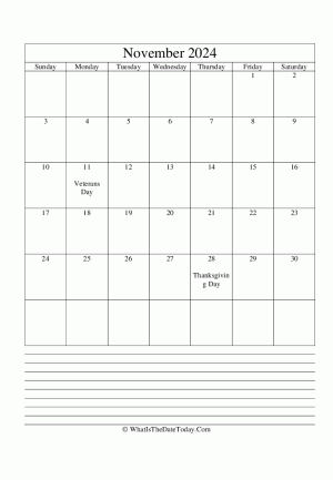 november 2024 calendar editable with notes
