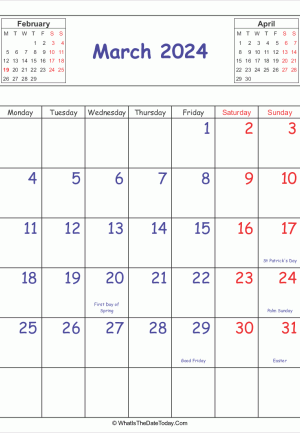 printable 2024 calendar march (vertical)