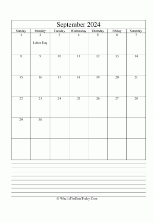 september 2024 calendar editable with notes (vertical)