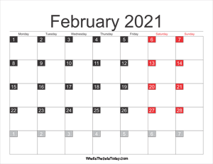 2021 february calendar printable