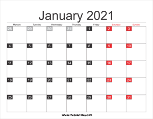 2021 january calendar printable