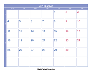 2022 april calendar with week numbers