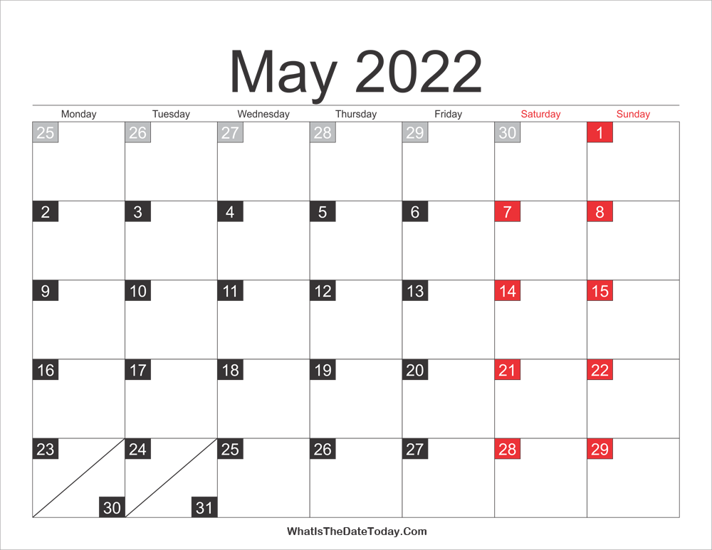 2022 May Calendar Printable