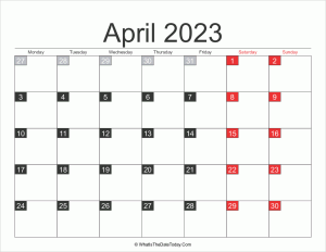 2023 april calendar printable