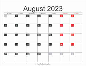 2023 august calendar printable