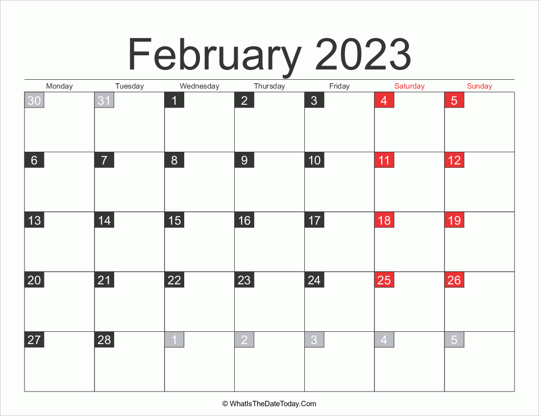 2023 February Calendar Printable