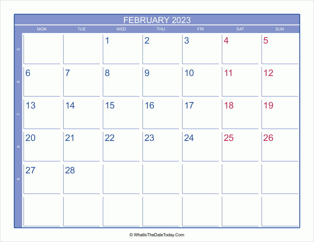 2023 february calendar with week numbers