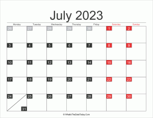 2023 july calendar printable