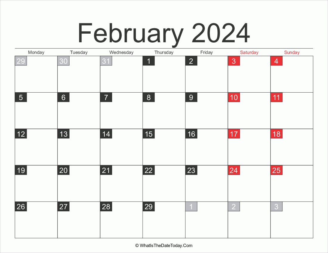 2024 February Calendar Printable