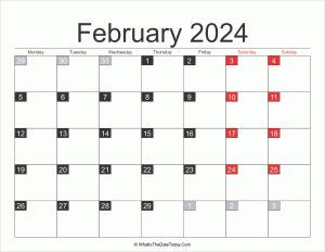 2024 february calendar printable