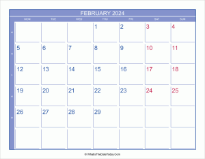 2024 february calendar with week numbers