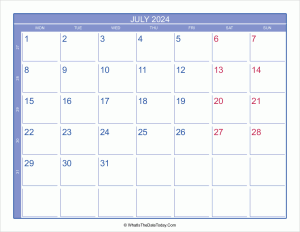 2024 july calendar with week numbers