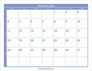 2025 august calendar with week numbers