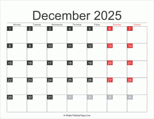 2025 december calendar printable