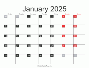 2025 january calendar printable