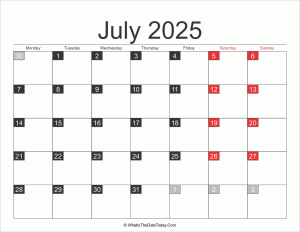 2025 july calendar printable