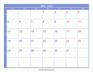 2025 may calendar with week numbers
