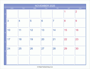 2025 november calendar with week numbers