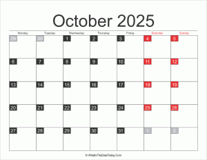 2025 october calendar printable