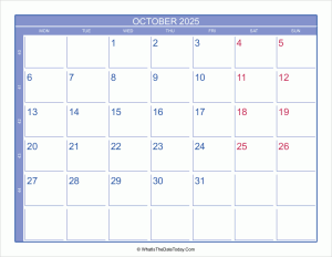 2025 october calendar with week numbers