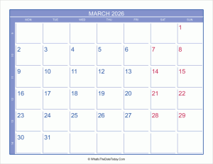 2026 march calendar with week numbers