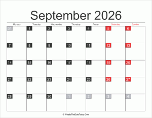 2026 september calendar printable