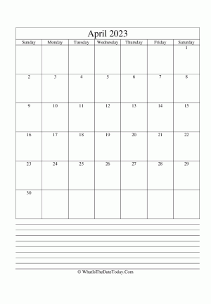 april 2023 calendar editable with notes