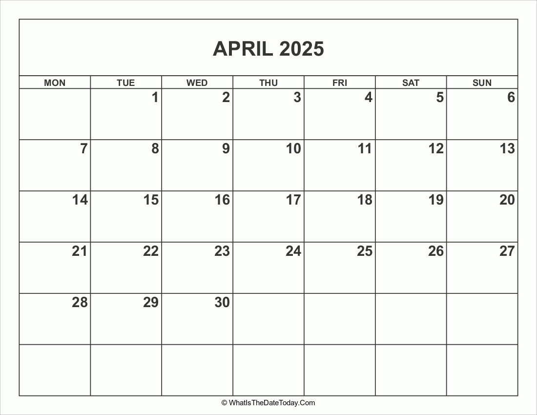 April 2025 Calendar