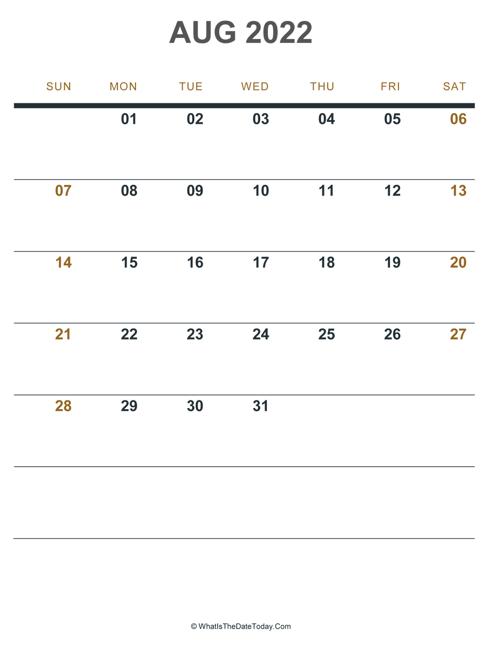 august 2022 printable calendar (portrait layout)