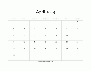 blank april calendar 2023 editable