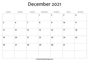 blank december calendar 2021 editable