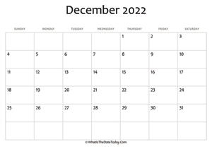 Dec 2022 Calendar December 2022 Calendar Templates | Whatisthedatetoday.com
