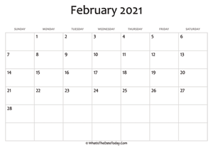blank february calendar 2021 editable