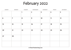 Editable Calendar February 2022 February 2022 Calendar Templates | Whatisthedatetoday.com