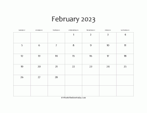 blank february calendar 2023 editable
