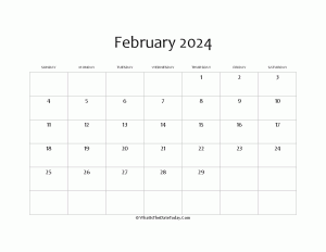 blank february calendar 2024 editable