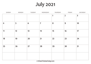 blank july calendar 2021 editable