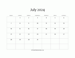blank july calendar 2024 editable