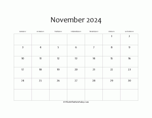 blank november calendar 2024 editable