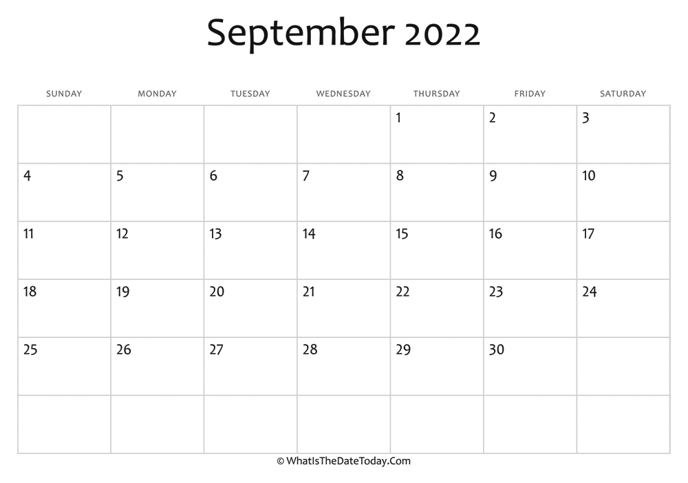 blank september calendar 2022 editable