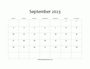blank september calendar 2023 editable