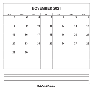 calendar november 2021 with notes
