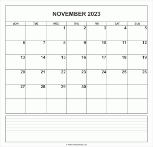 calendar november 2023 with notes