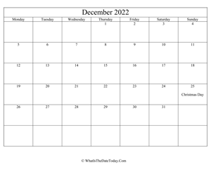 december 2022 editable calendar