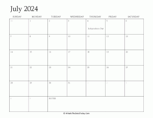 editable calendar july 2024 with holidays