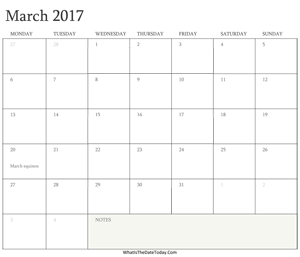 editable calendar march 2017 with holidays