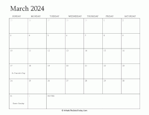 editable calendar march 2024 with holidays